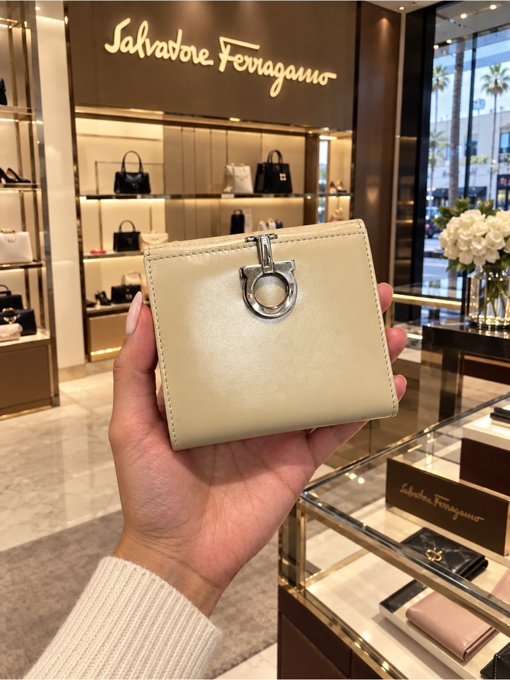 Salvatore Ferragamo Tan Leather Folio with Contrast Trim